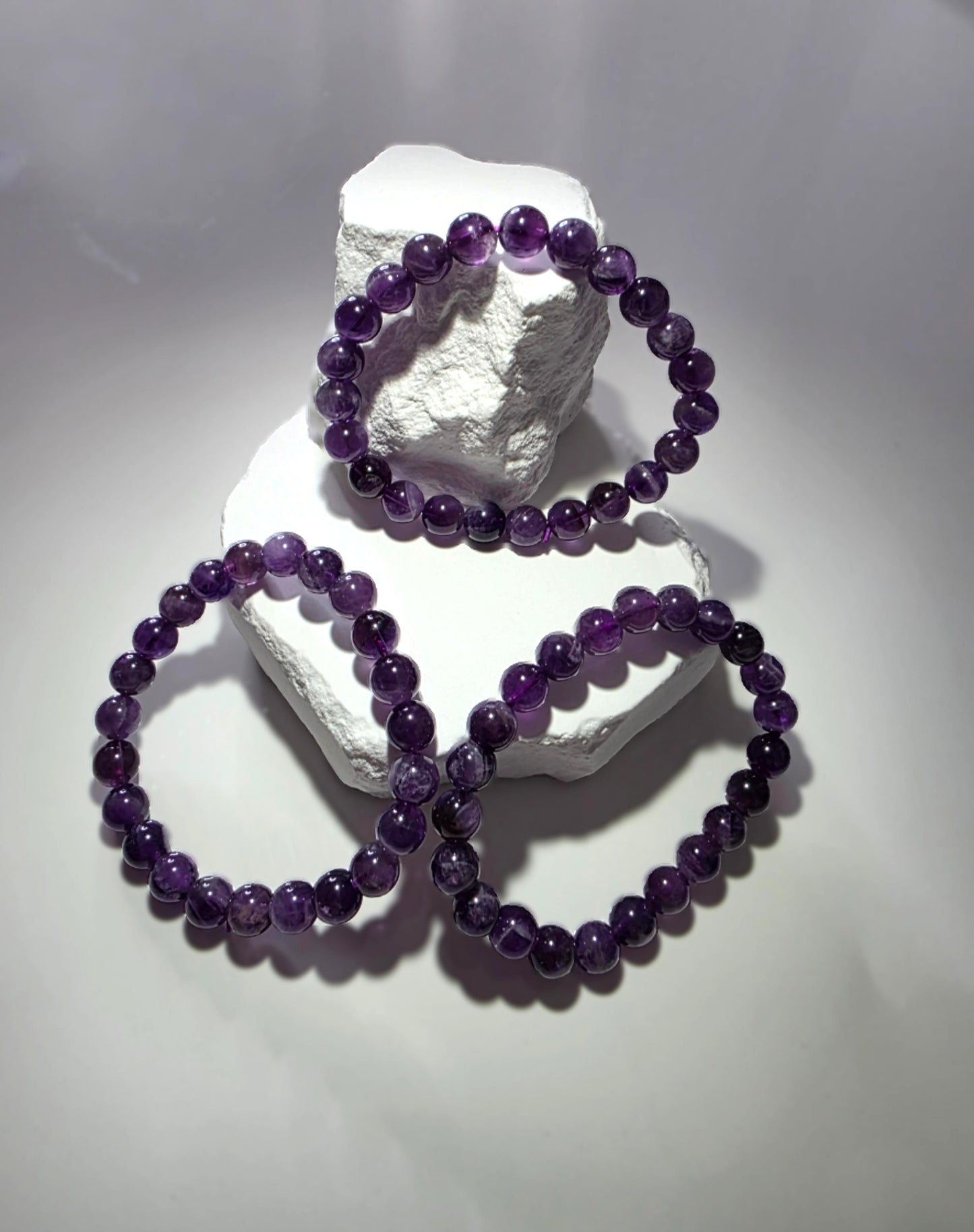 Amethyst Armband lila - handgefädelt natürliche Kristallperlen
