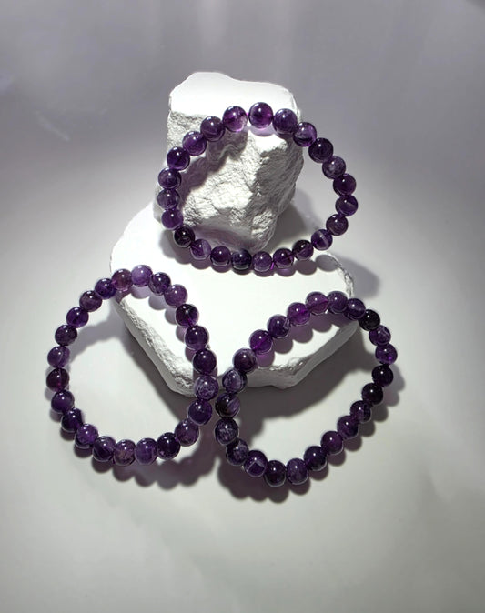 Amethyst Armband lila - handgefädelt natürliche Kristallperlen
