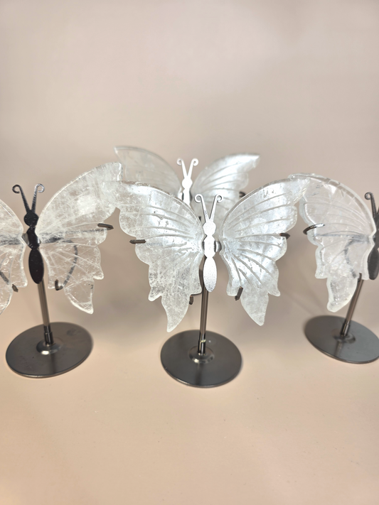 Bergkristall Schmetterling klar - reiner Quarz Anhänger Energieverstärker
