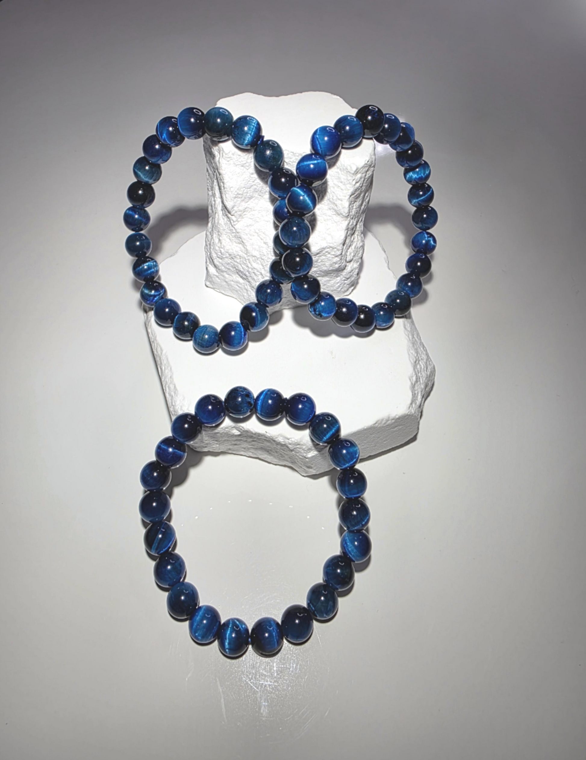 Blaues Tigerauge Armband Detail - Premium Qualität Edelsteinperlen
