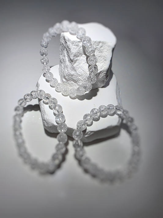 Crackle Quarz Armband - Kristallperlen mit Rissstruktur
