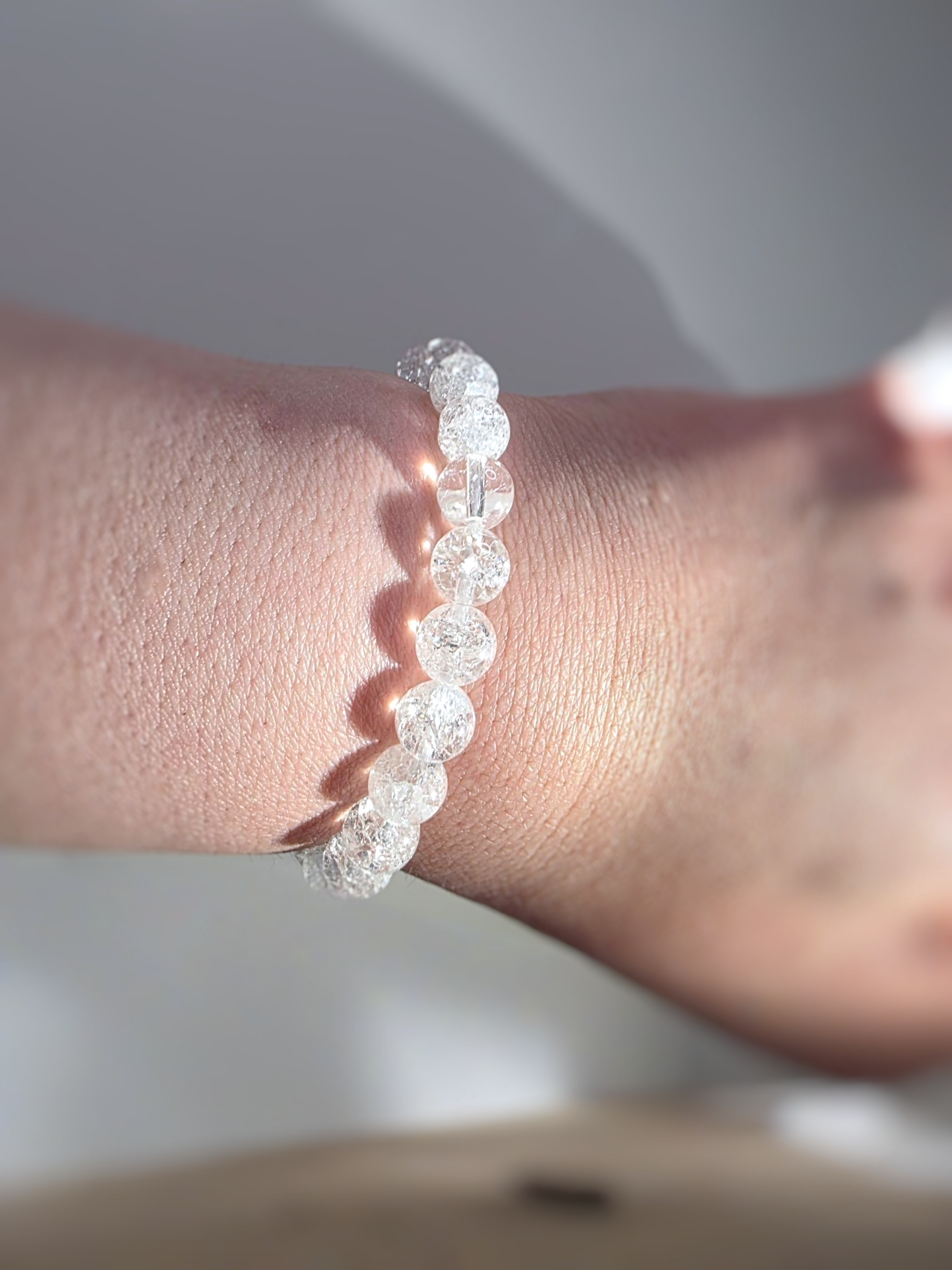 Crackle Quarz Armband Detail - polierte Perlen Premium Qualität
