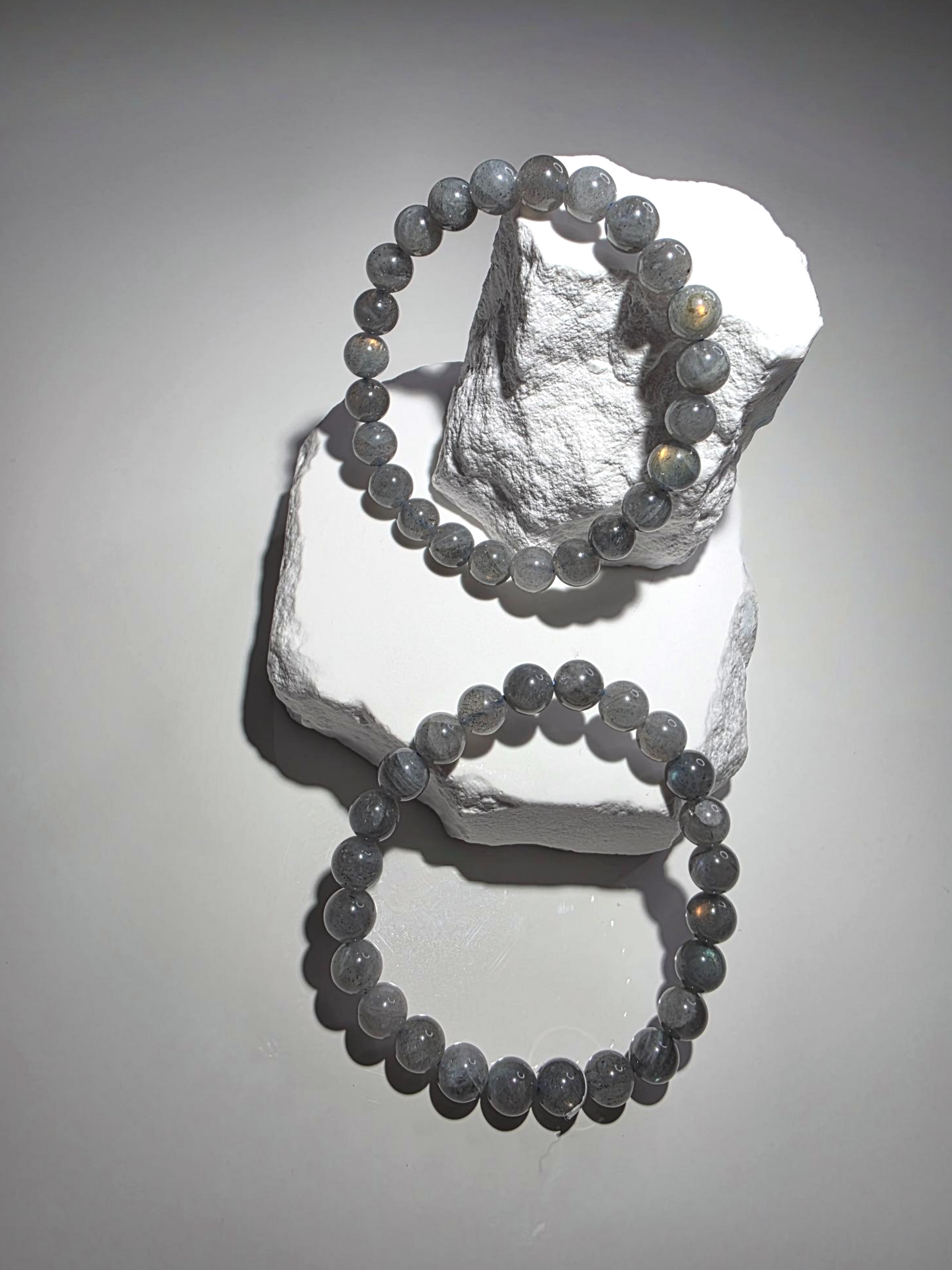 Labradorit Armband - schimmernde Perlen Labradoreszenz blau-grün

