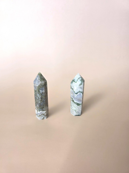 Moosachat Turm klein – natürlicher grüner Achat, Crystal Haven
