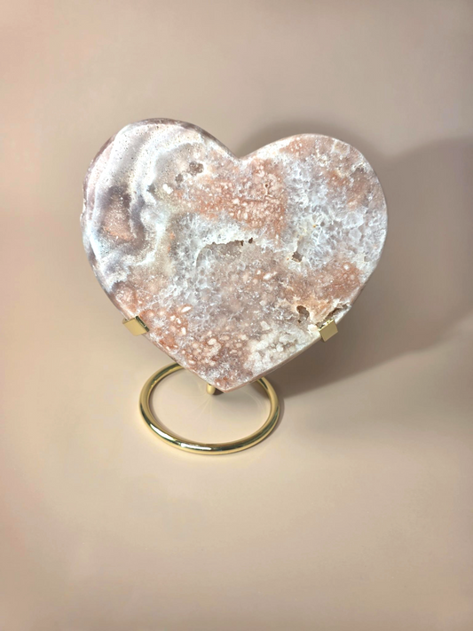 Druzy Pink Amethyst Herz, ca. 150 mm, 700 g, auf Ständer – natürlicher Einzelstein bei Crystal Haven