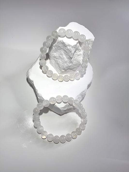 Selenit Armband weiß - reinigende Kristallperlen Energiearmband
