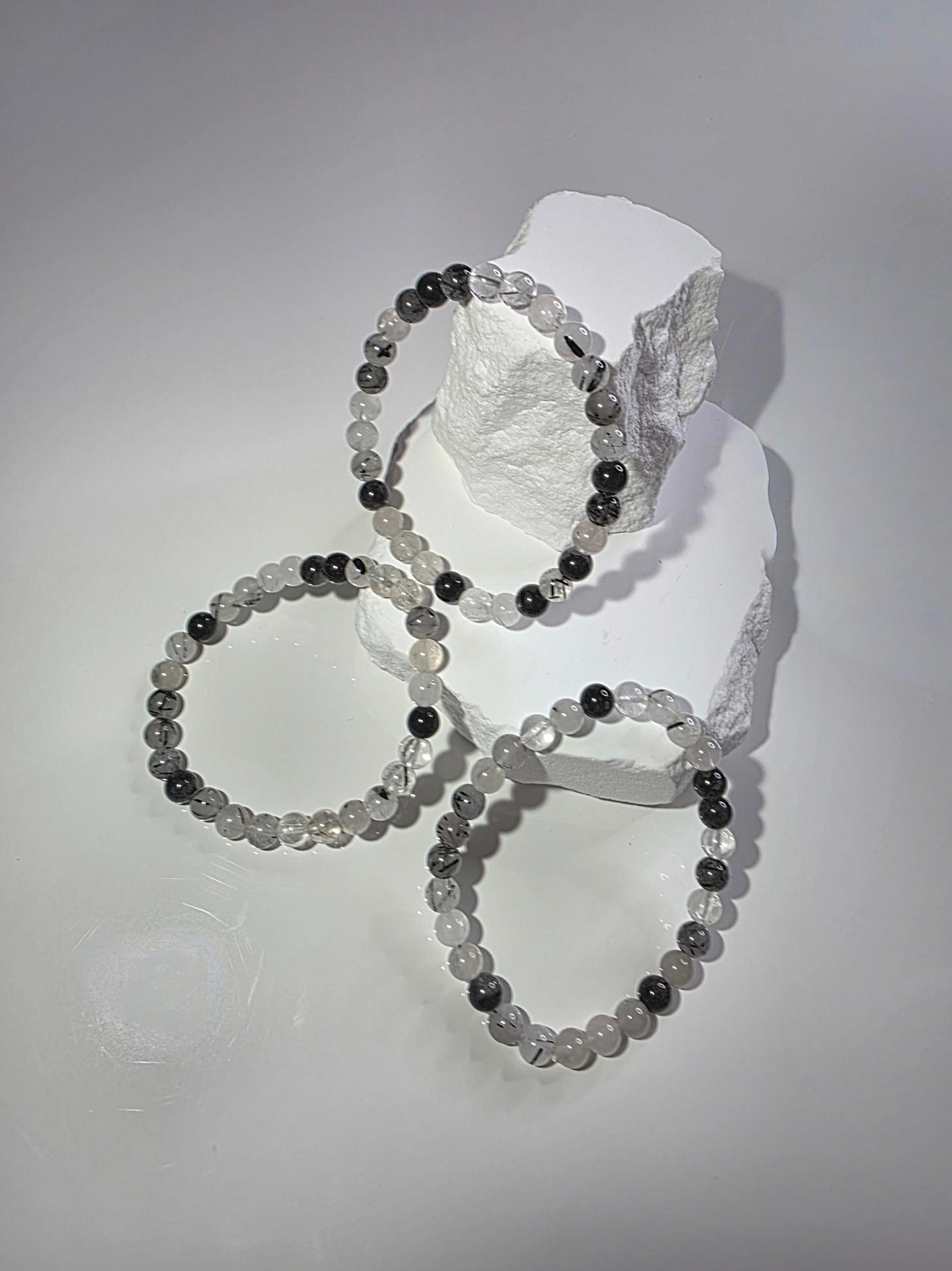 Turmalin Quarz Armband mittel - polierte Schutzstein Perlen
