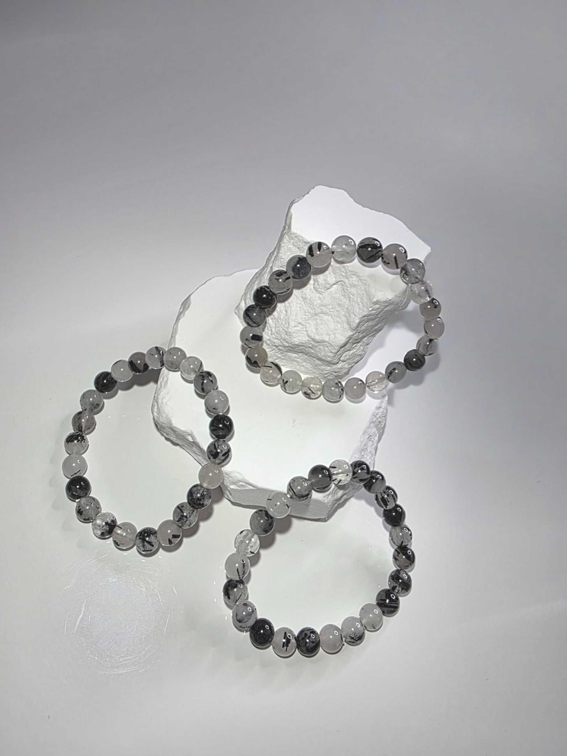 Turmalin Quarz Armband schwarz-klar - Schutzstein mit Quarz Einschlüssen
